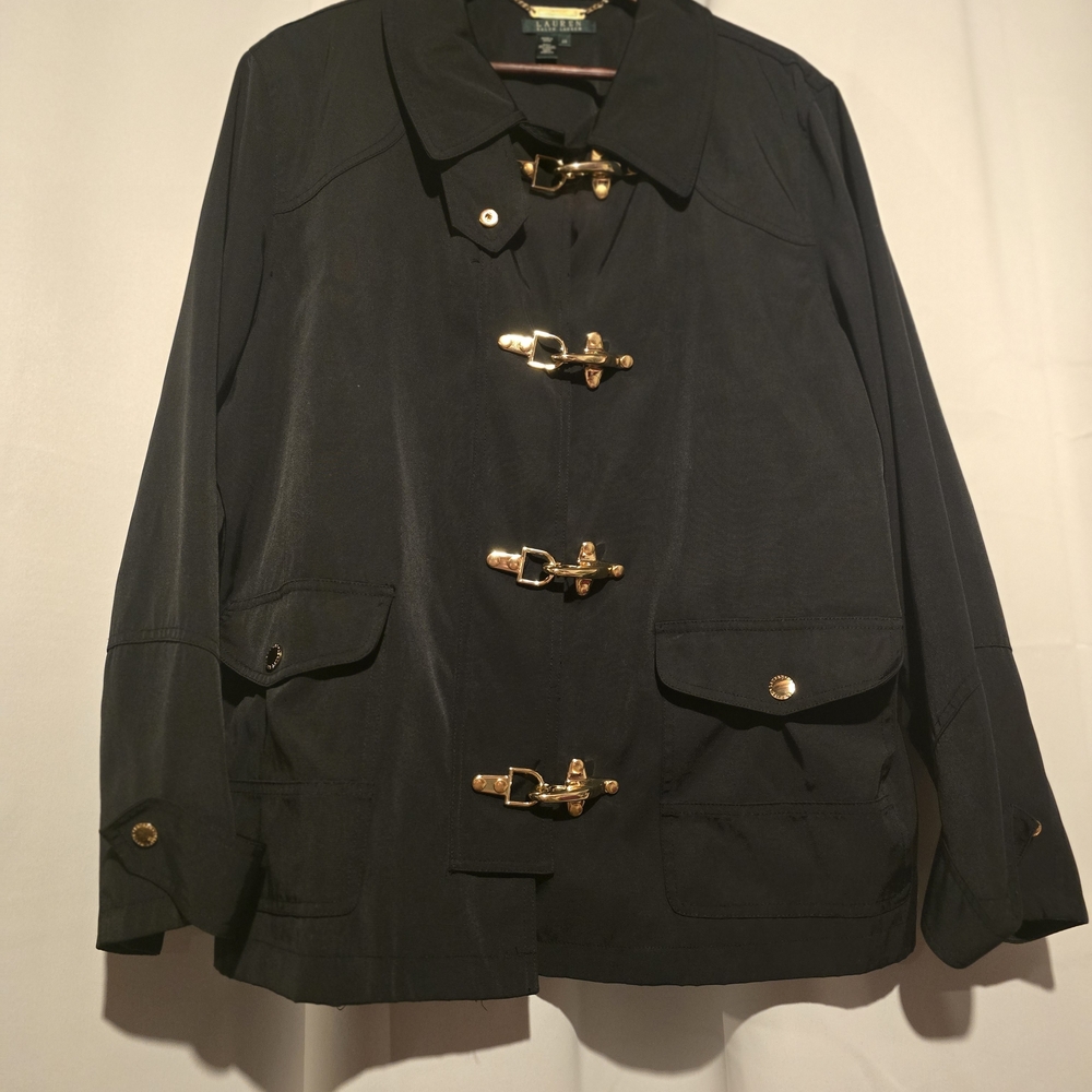 Lauren Ralph Lauren Women's 2x Toggle Lobsterclaw Clasp Black Coat